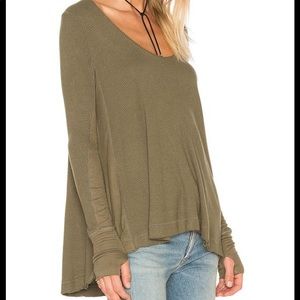 Free People Malibu Olive Green Thermal Top Size XS